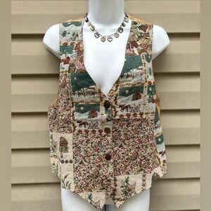 VTG Samara size L women’s  tapestry holiday 80’s vest USA made grandma Christmas